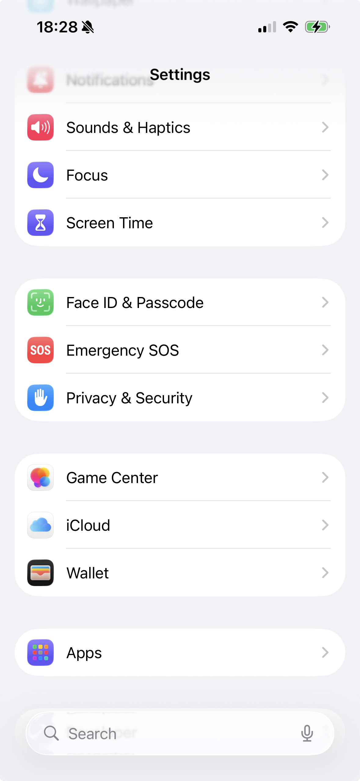 Open Settings app on iPhone