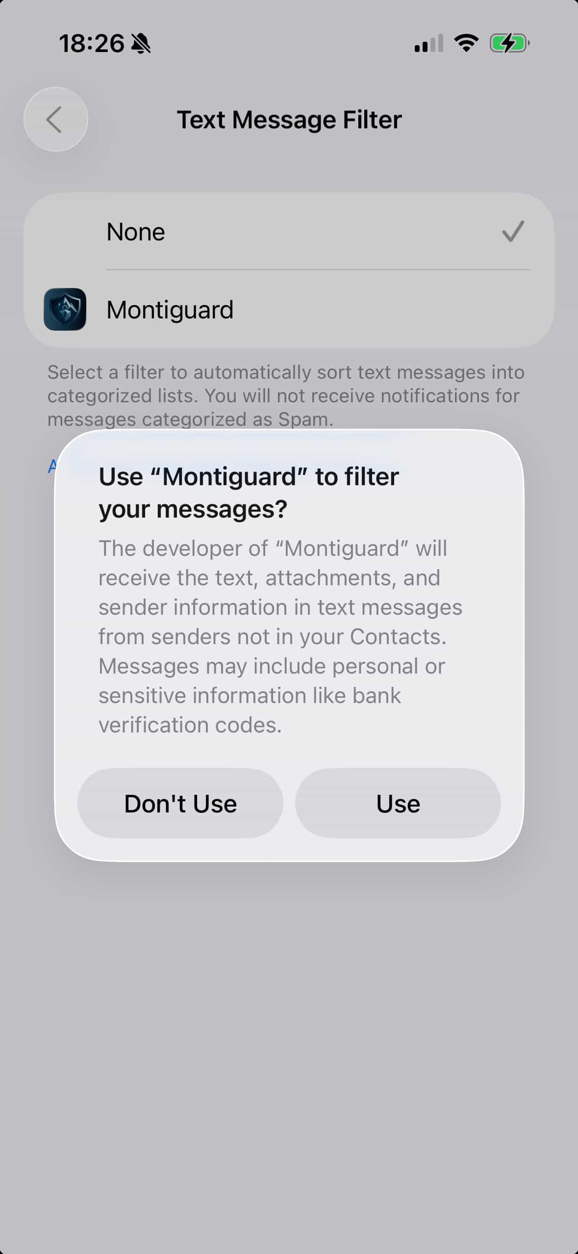 Select MontiGuard and tap Use button