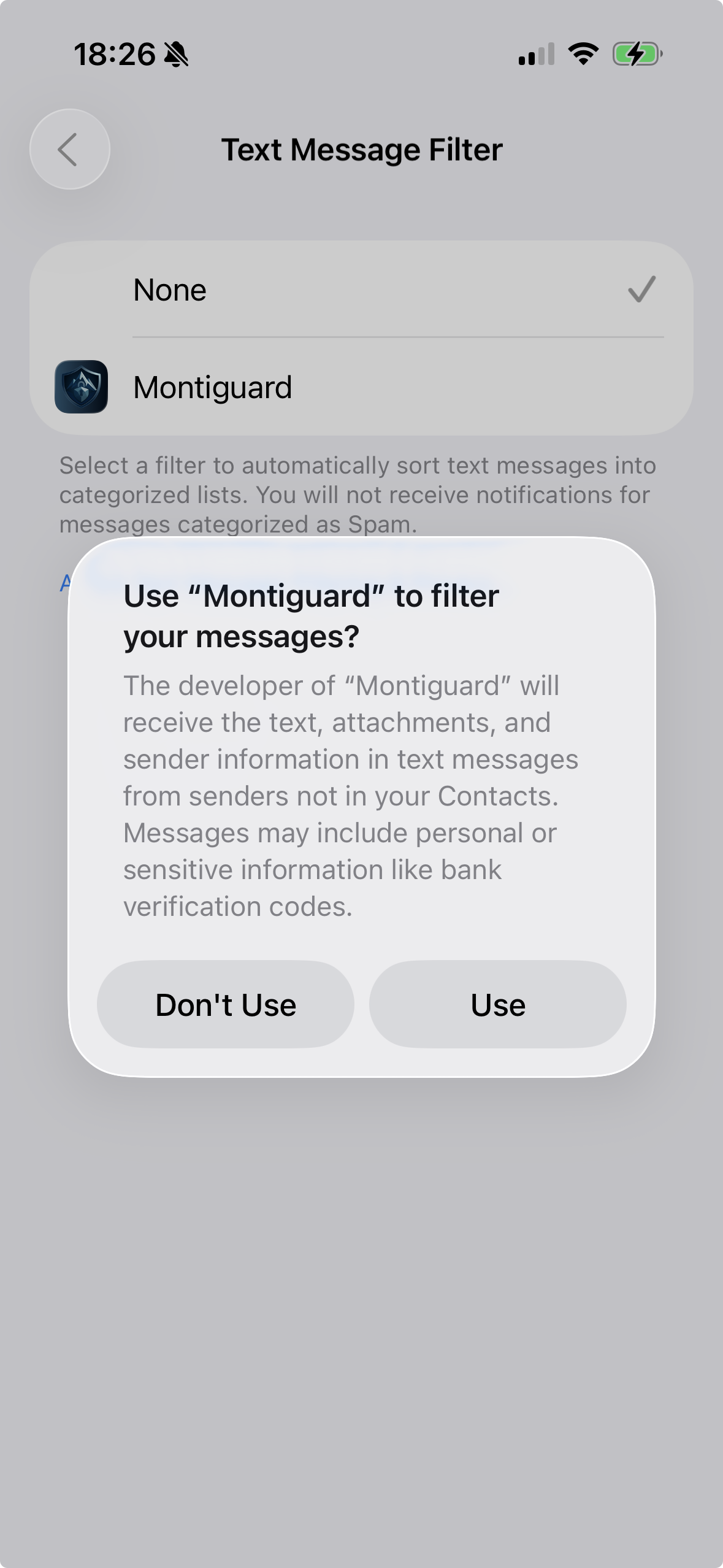 Select MontiGuard and tap Use button