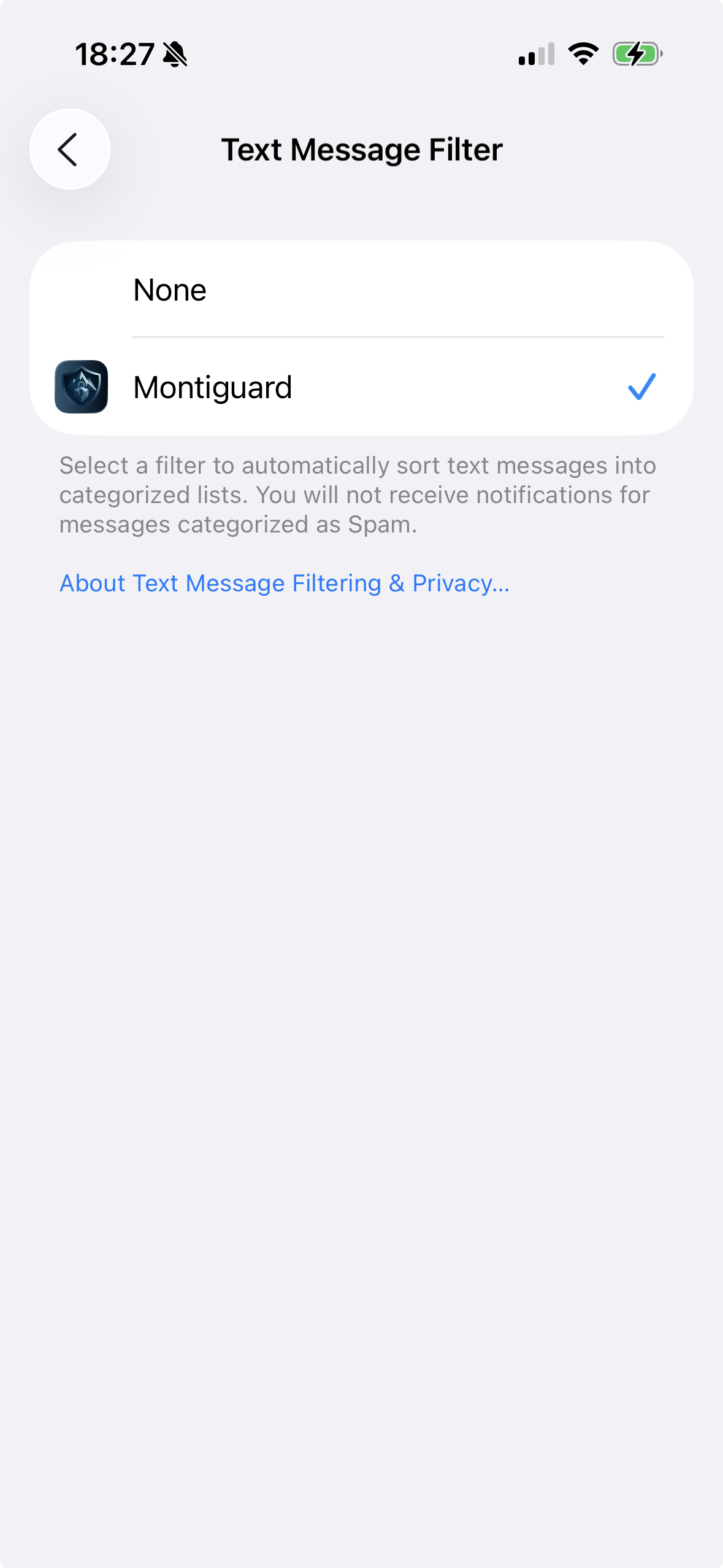 Checkmark next to MontiGuard confirming successful setup